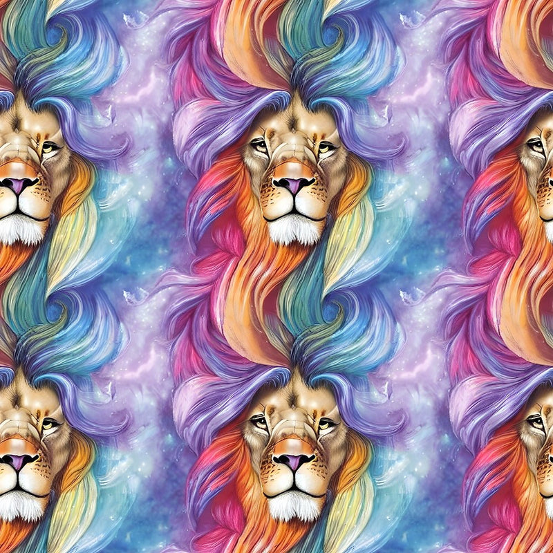 Watercolor Mystical Lion Fabric - ineedfabric.com
