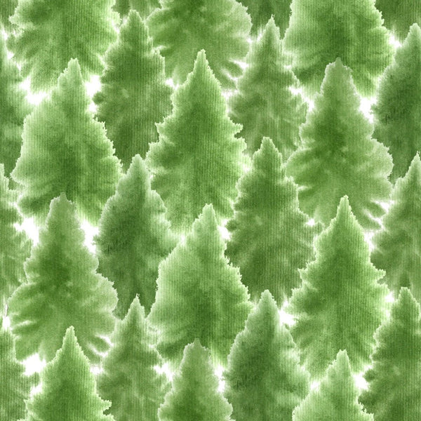 Watercolor Packed Fir Trees Fabric - Green - ineedfabric.com
