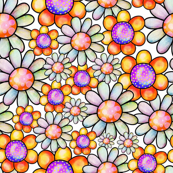 Watercolor Packed Floral Collage 1 Fabric - ineedfabric.com