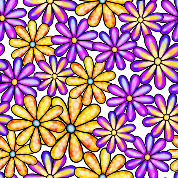 Watercolor Packed Floral Collage 7 Fabric - ineedfabric.com