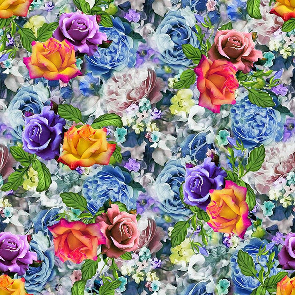 Watercolor Packed Florals Fabric - Multi - ineedfabric.com