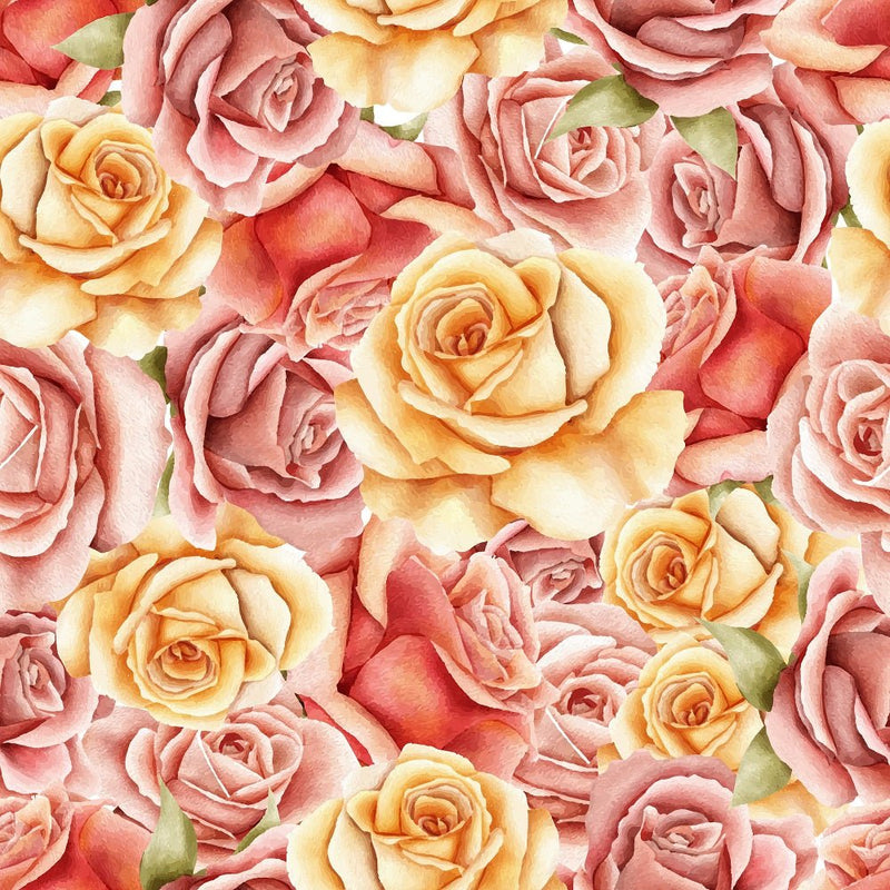 Watercolor Packed Roses Fabric - ineedfabric.com