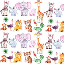 Watercolor Packed Safari Animals Fabric - ineedfabric.com