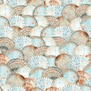 Watercolor Packed Seashells Fabric - ineedfabric.com