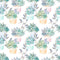 Watercolor Packed Succulents Fabric - White - ineedfabric.com