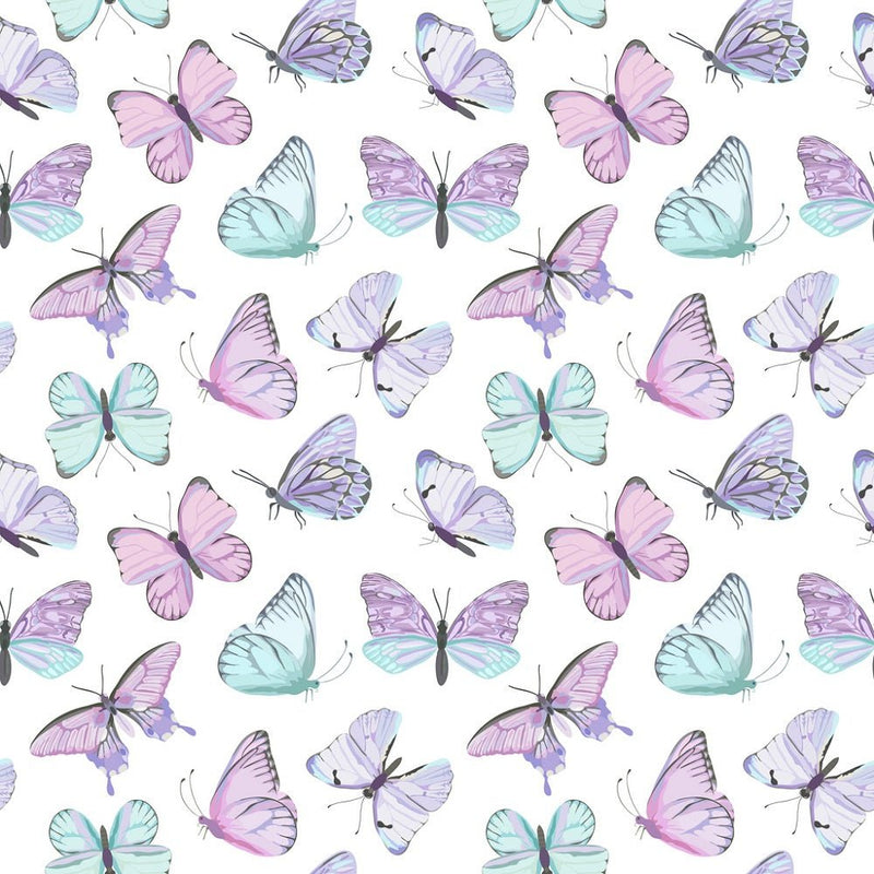 Watercolor Pastel Butterflies Fabric - ineedfabric.com