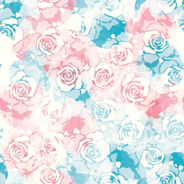Watercolor Pastel Roses 2 Fabric - ineedfabric.com