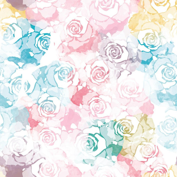 Watercolor Pastel Roses Fabric - ineedfabric.com