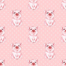 Watercolor Pigs on Dots Fabric - Pink - ineedfabric.com
