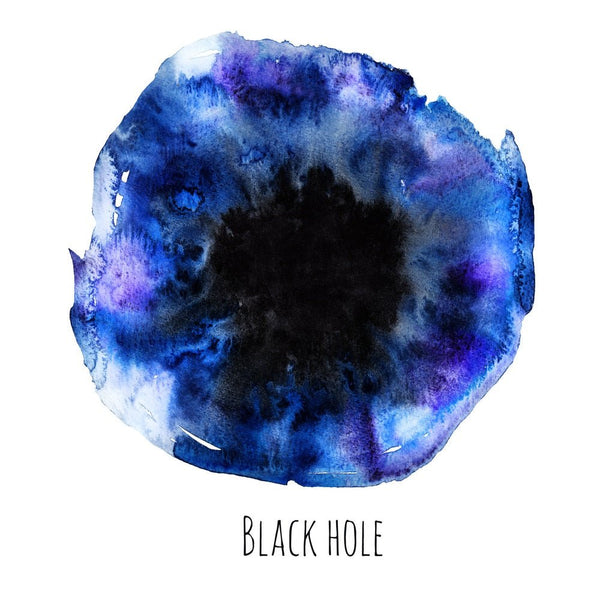 Watercolor Planets Black Hole Fabric Panel - ineedfabric.com