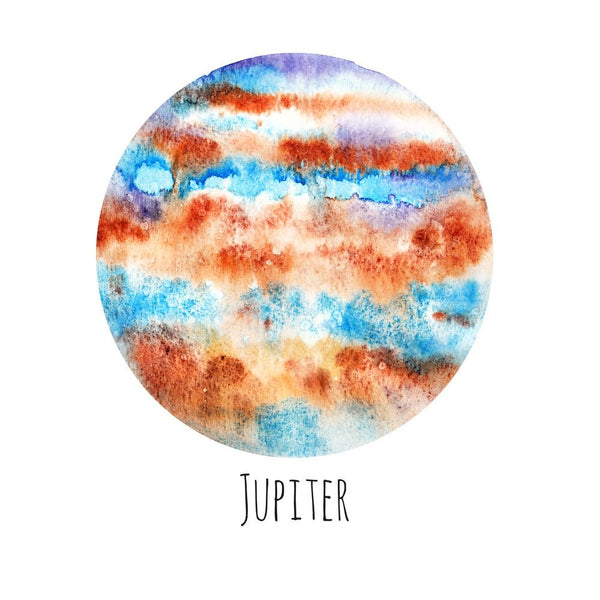 Watercolor Planets Jupiter Fabric Panel - ineedfabric.com