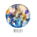 Watercolor Planets Mercury Fabric Panel - ineedfabric.com