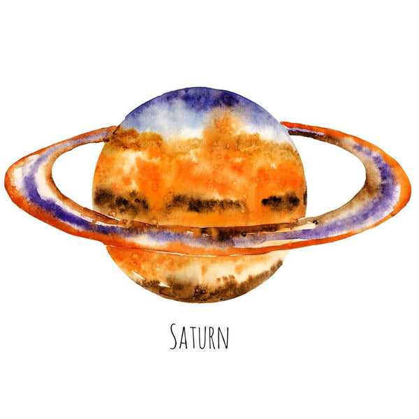 Watercolor Planets Saturn Fabric Panel - ineedfabric.com
