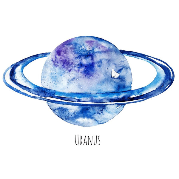 Watercolor Planets Uranus Fabric Panel - ineedfabric.com