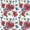 Watercolor Poppies & Wildflowers Bouquet Fabric - White - ineedfabric.com