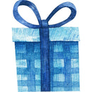 Watercolor Present with Blue Ribbon Fabric Panel - Blue - ineedfabric.com