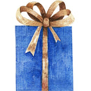 Watercolor Present with Brown Ribbon Fabric Panel - Blue - ineedfabric.com