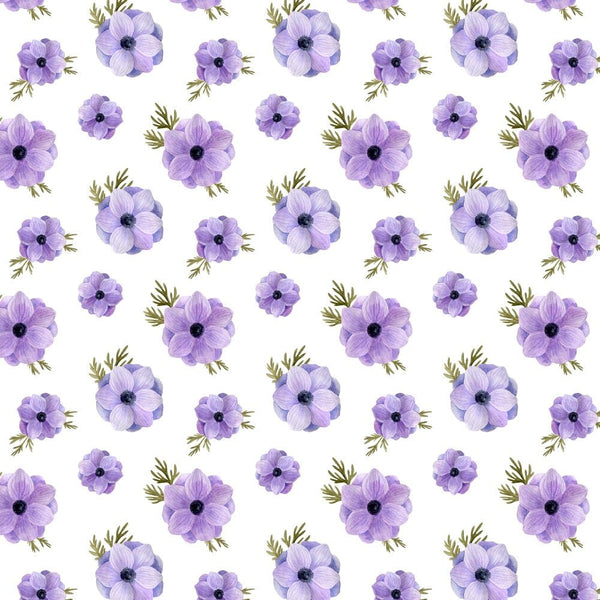 Watercolor Purple Anemones Fabric - ineedfabric.com
