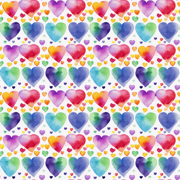 Watercolor Rainbow Hearts Pattern 10 Fabric - ineedfabric.com