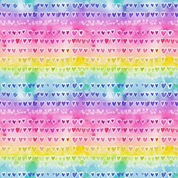 Watercolor Rainbow Hearts Pattern 7 Fabric - ineedfabric.com