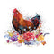 Watercolor Rooster with Flowers Fabric Panel - ineedfabric.com