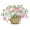 Watercolor Rose Basket Fabric Panel - Multi - ineedfabric.com