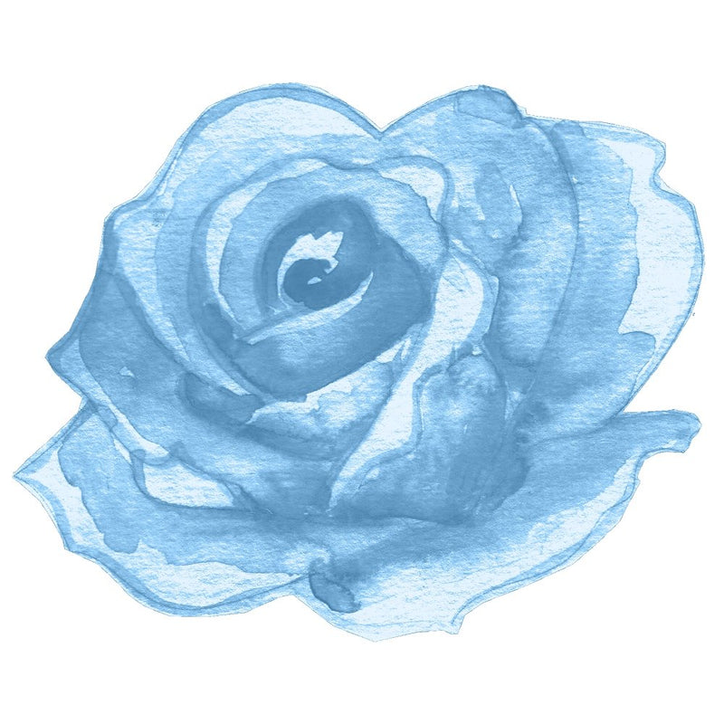 Watercolor Rose Fabric Panel - Blue - ineedfabric.com