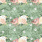 Watercolor Roses and Birds on Words Fabric - Green - ineedfabric.com