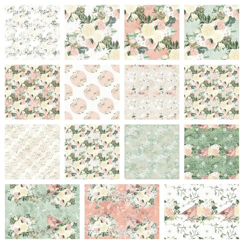 Watercolor Roses Charm Pack - 15 Pieces - ineedfabric.com