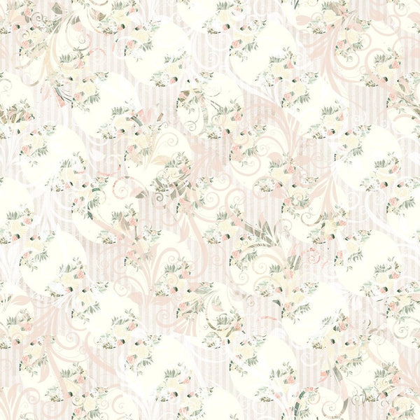 Watercolor Roses Floral on Stripes Fabric - Tan - ineedfabric.com