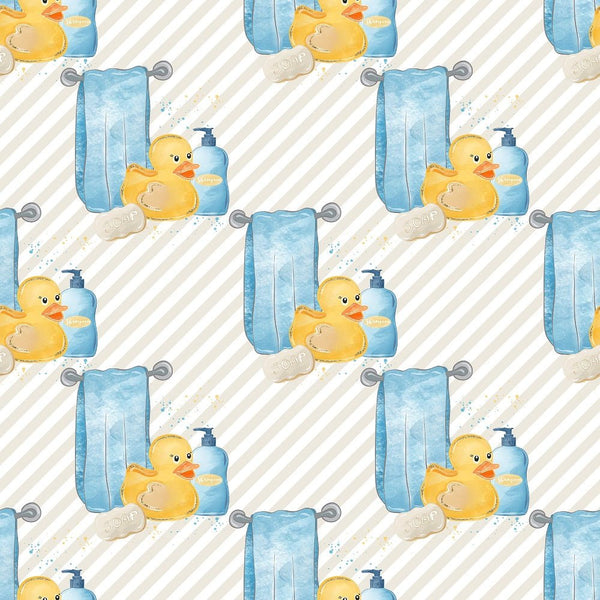 Watercolor Rubber Ducks 3 Fabric - White - ineedfabric.com