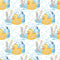 Watercolor Rubber Ducks 4 Fabric - White - ineedfabric.com