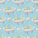 Watercolor Rubber Ducks 6 Fabric - Blue - ineedfabric.com
