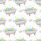 Watercolor Rubber Ducks 6 on Dots Fabric - White - ineedfabric.com