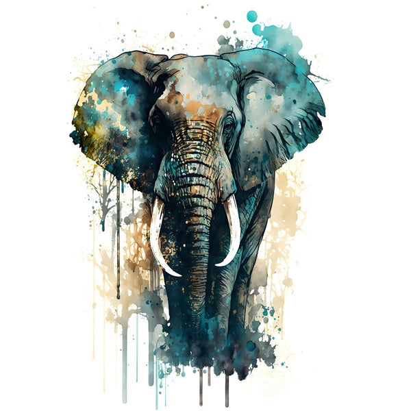 Watercolor Safari Elephant Fabric Panel - ineedfabric.com