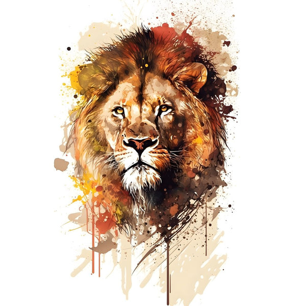 Watercolor Safari Lion Fabric Panel - ineedfabric.com