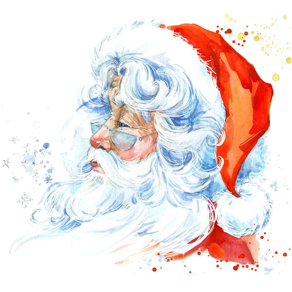 Watercolor Santa Claus with Glasses Fabric Panel - ineedfabric.com