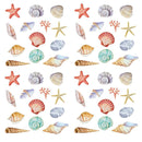 Watercolor Sea Shells Fabric - ineedfabric.com