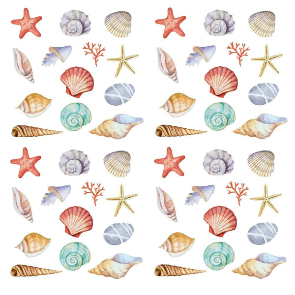 Watercolor Sea Shells Fabric - ineedfabric.com