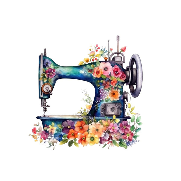 Watercolor Sewing Machine Pattern 3 Fabric Panel - ineedfabric.com