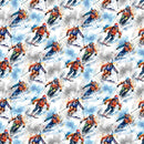 Watercolor Skiing Fabric - ineedfabric.com