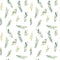 Watercolor Sloths Scattered Vines Fabric - White - ineedfabric.com