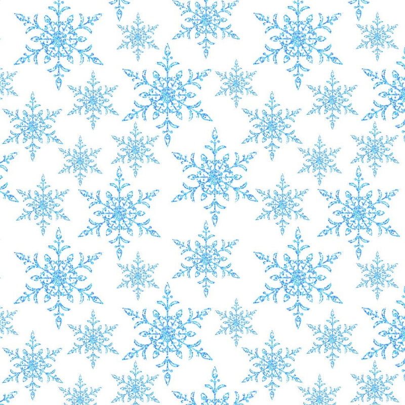 Watercolor Snowflakes Fabric - White - ineedfabric.com