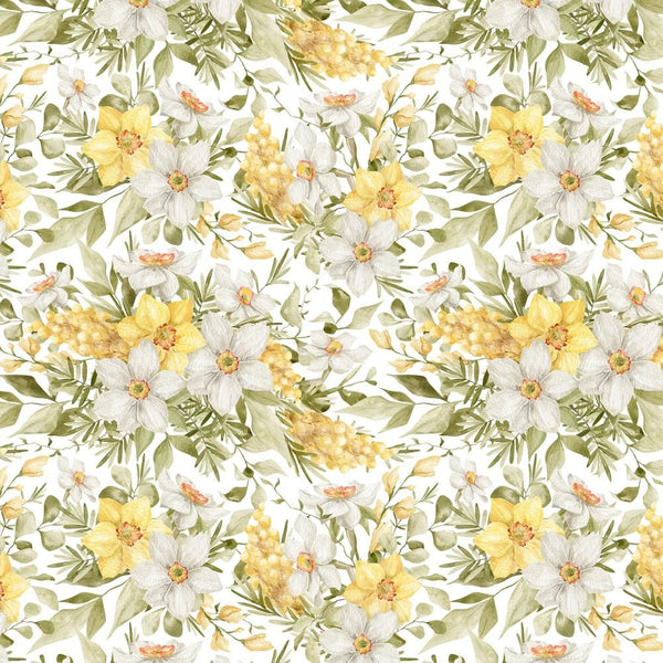 Watercolor Spring Meadow Flowers Fabric - ineedfabric.com