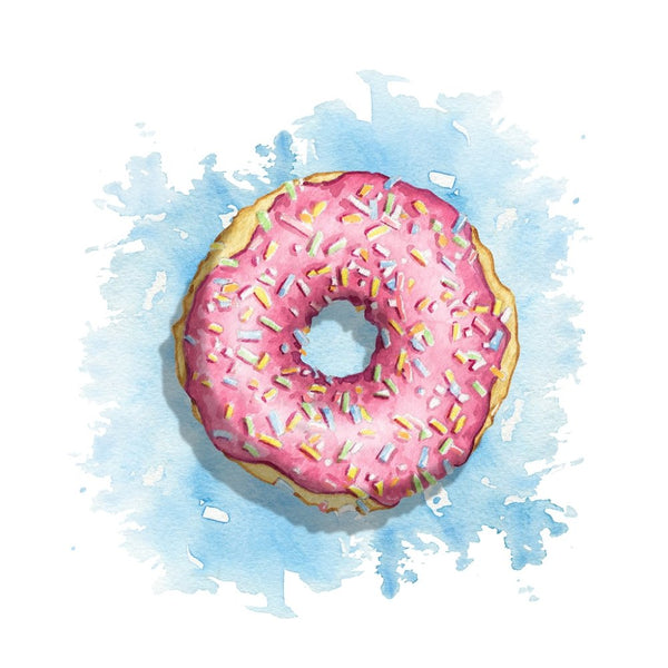 Watercolor Sprinkled Doughnut Fabric Panel - Pink - ineedfabric.com