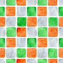 Watercolor Squares Fabric - Green/Orange - ineedfabric.com