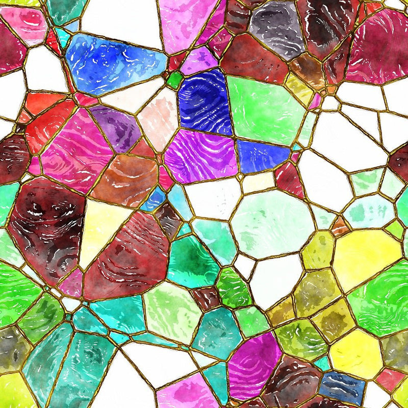 Watercolor Stained Glass 10 Fabric - ineedfabric.com