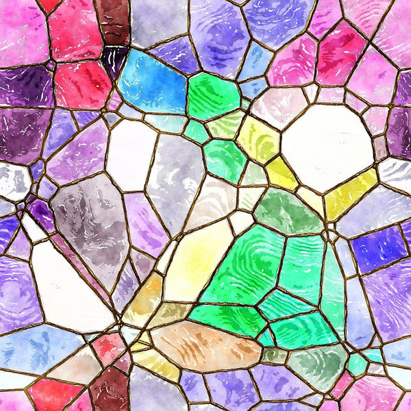 Watercolor Stained Glass 16 Fabric - ineedfabric.com