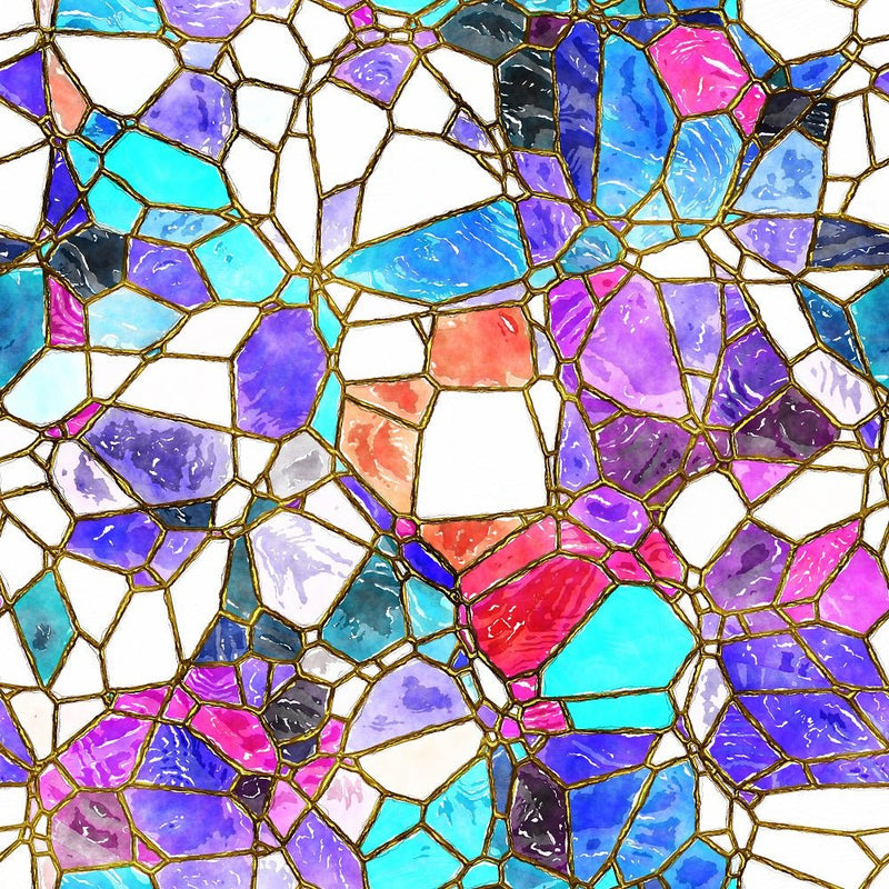 Watercolor Stained Glass 8 Fabric - ineedfabric.com