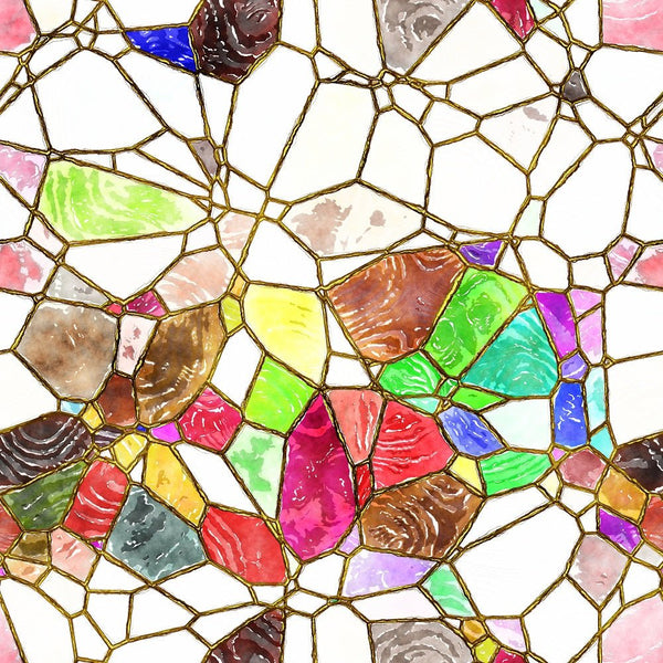 Watercolor Stained Glass 9 Fabric - ineedfabric.com